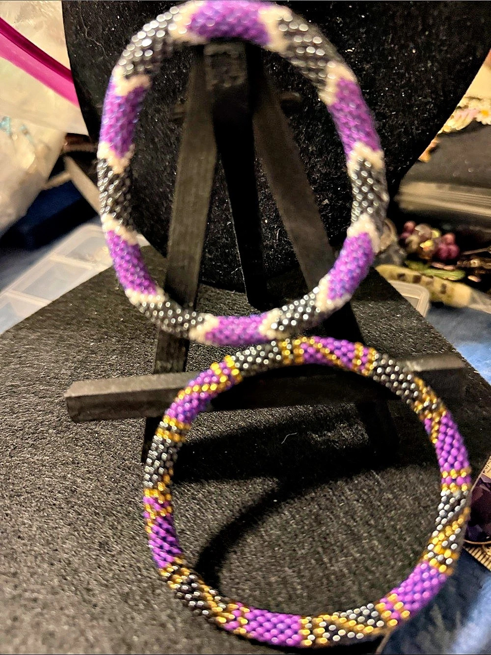 Purple & Black Beaded Necklace
